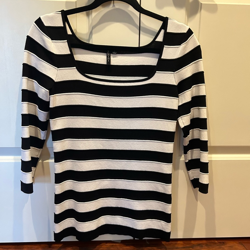 VENINI Black & White Stripe 3/4 Sleeve